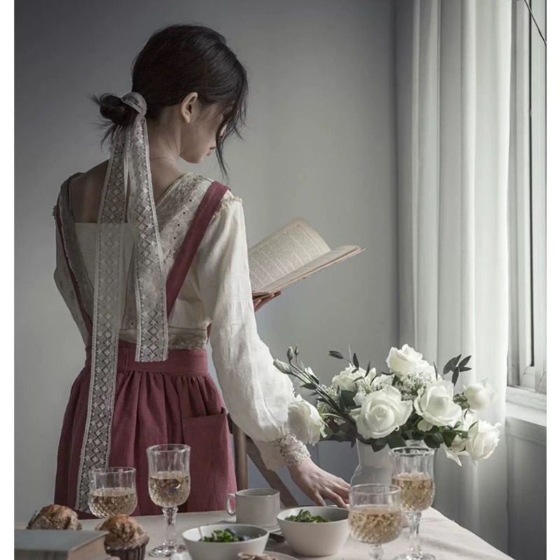 노르딕 단색 프렌치 레트로 컨트리 스타일 앞치마 문학적 - Home Cooking In French 리뷰 및 가격