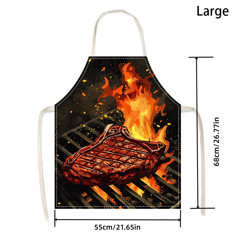 불꽃 그릴 프린트가 있는 바베큐 스테이크 앞치마 1개, - Home Cooking Steak 리뷰 및 가격